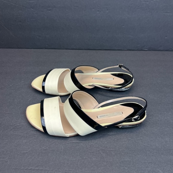 Nicholas Kirkwood Black and Cream Sandals US 7.5 EU 38 Leather Made In Italy - Picture 4 of 8